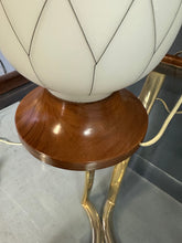 Load image into Gallery viewer, Mid-Century Danish Modern Glass & Walnut Table Lamps with a Geometric Design - Set of 2