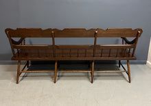 Load image into Gallery viewer, Antique Dark Pine Rustic Spindle Back Deacon's Bench
