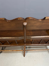 Load image into Gallery viewer, Antique Dark Pine Rustic Spindle Back Deacon's Bench
