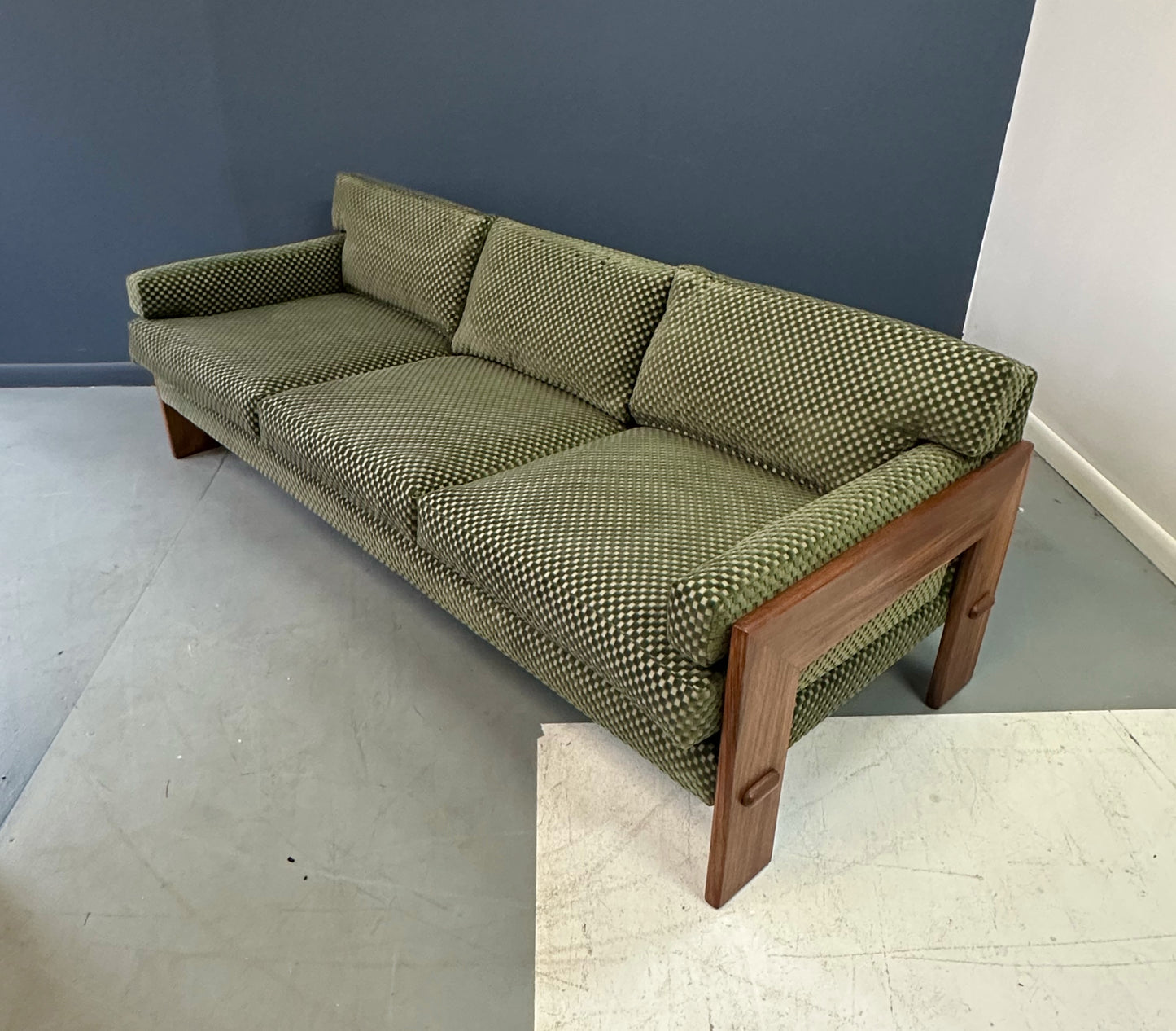 SOLD – Adrian Pearsall for Craft Associates Walnut Trimmed Sofa Mid Century
