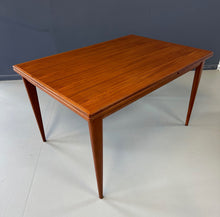 Load image into Gallery viewer, Mid-Century Modern Teak Dining Table – Vintage Scandinavian Design, Rectangular Table with Tapered Legs, Minimalist MCM Furniture