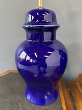 Load image into Gallery viewer, 1970s CN Burman Cobalt Blue Ceramic Ginger Jar Table Lamps – Pair