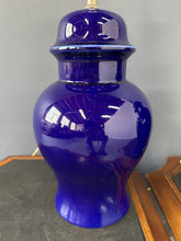 Load image into Gallery viewer, 1970s CN Burman Cobalt Blue Ceramic Ginger Jar Table Lamps – Pair