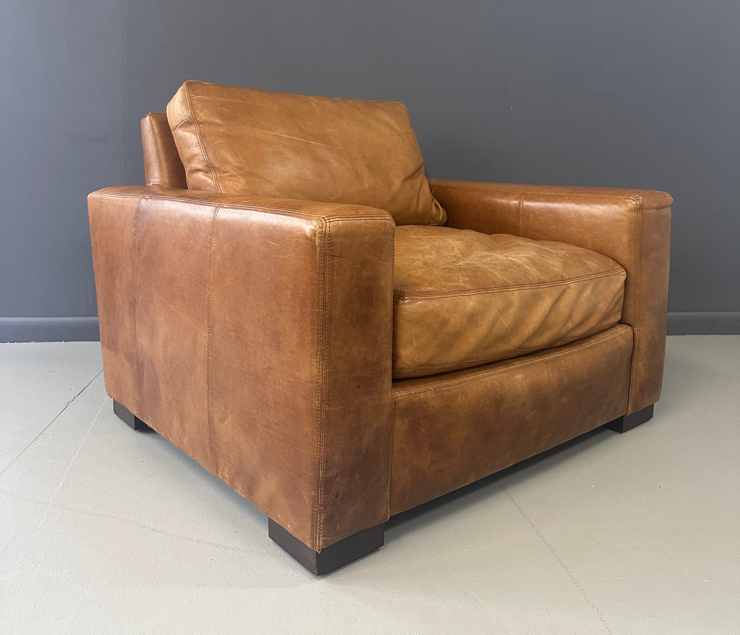 SOLD – Maxwell Leather Lounge Chair by Restoration Hardware