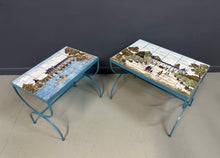 Load image into Gallery viewer, Pair of JB de La Morinerie Jullien - Paris Tile Top Iron Tables