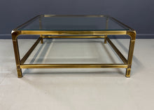 Load image into Gallery viewer, Mid-Century brass and glass coffee table by Mastercraft, square extra-large design