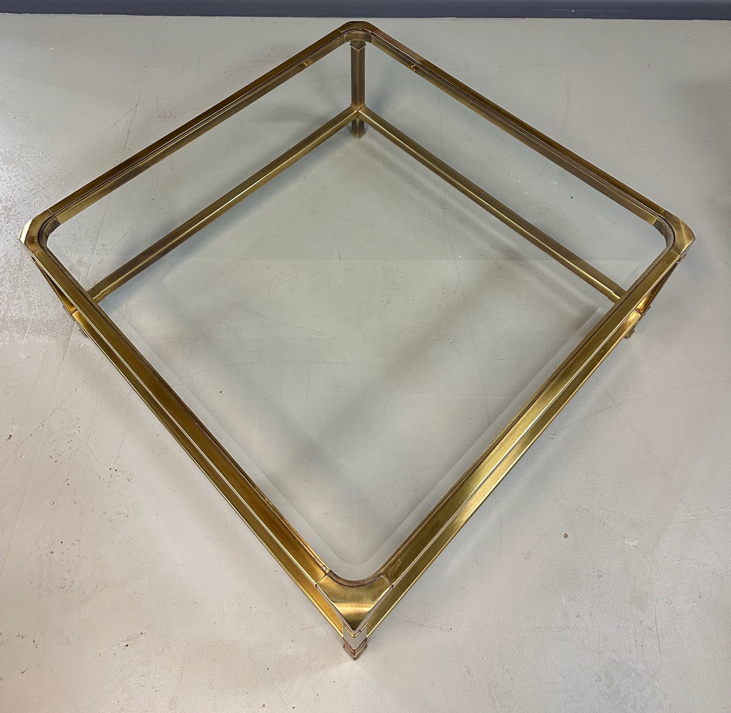 Mid-Century brass and glass coffee table by Mastercraft, square extra-large design