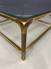 Load image into Gallery viewer, Mid-Century brass and glass coffee table by Mastercraft, square extra-large design