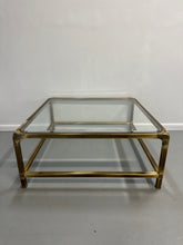 Load image into Gallery viewer, Mid-Century brass and glass coffee table by Mastercraft, square extra-large design