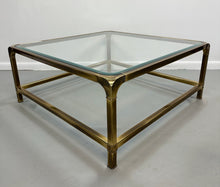 Load image into Gallery viewer, Mid-Century brass and glass coffee table by Mastercraft, square extra-large design