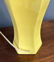 Load image into Gallery viewer, 1970s yellow Chinoiserie lamps, Mid-Century modern ceramic lighting pair