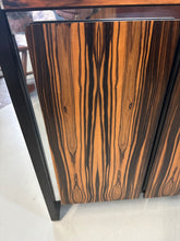Load image into Gallery viewer, Mid-century modern sideboard with high-gloss Macassar ebony veneer and chrome accent