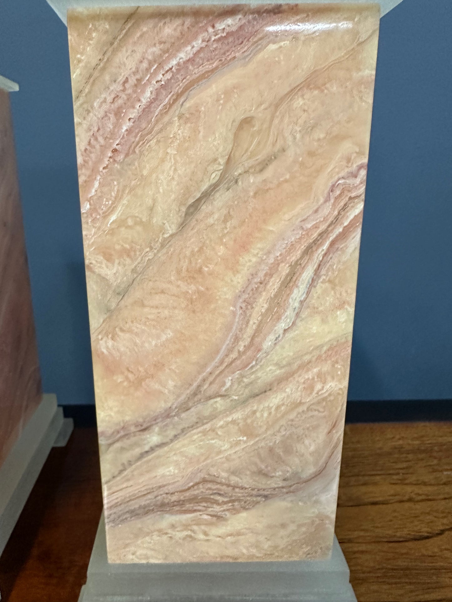 Pair of Faux Marble Table Lamps by Frederick Cooper, 1990 with Brushed Acrylic
