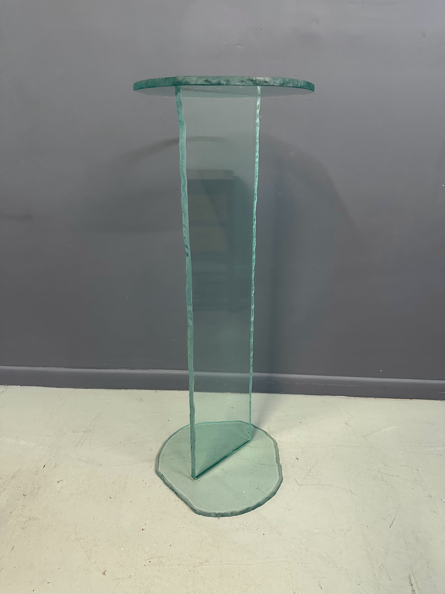 1990s Post Modern Rough Edge Glass Pedestal