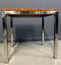 Load image into Gallery viewer, 1980s Milo Baughman Chrome and Olivewood Burl Side Table Mid Century
