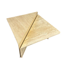 Load image into Gallery viewer, Vintage Italian postmodern travertine marble cocktail table – two-piece modular coffee table with geometric design, perfect for luxury modern interiors