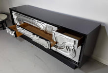 Load image into Gallery viewer, Sculptural Ebonized Credenza with Silver Leafed Front