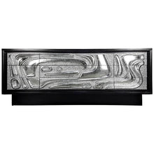 Load image into Gallery viewer, Sculptural Ebonized Credenza with Silver Leafed Front