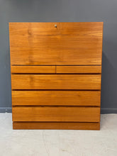 Load image into Gallery viewer, Danish Modern Arne Wahl Iversen Tall Teak Desk with Drawers for Storage