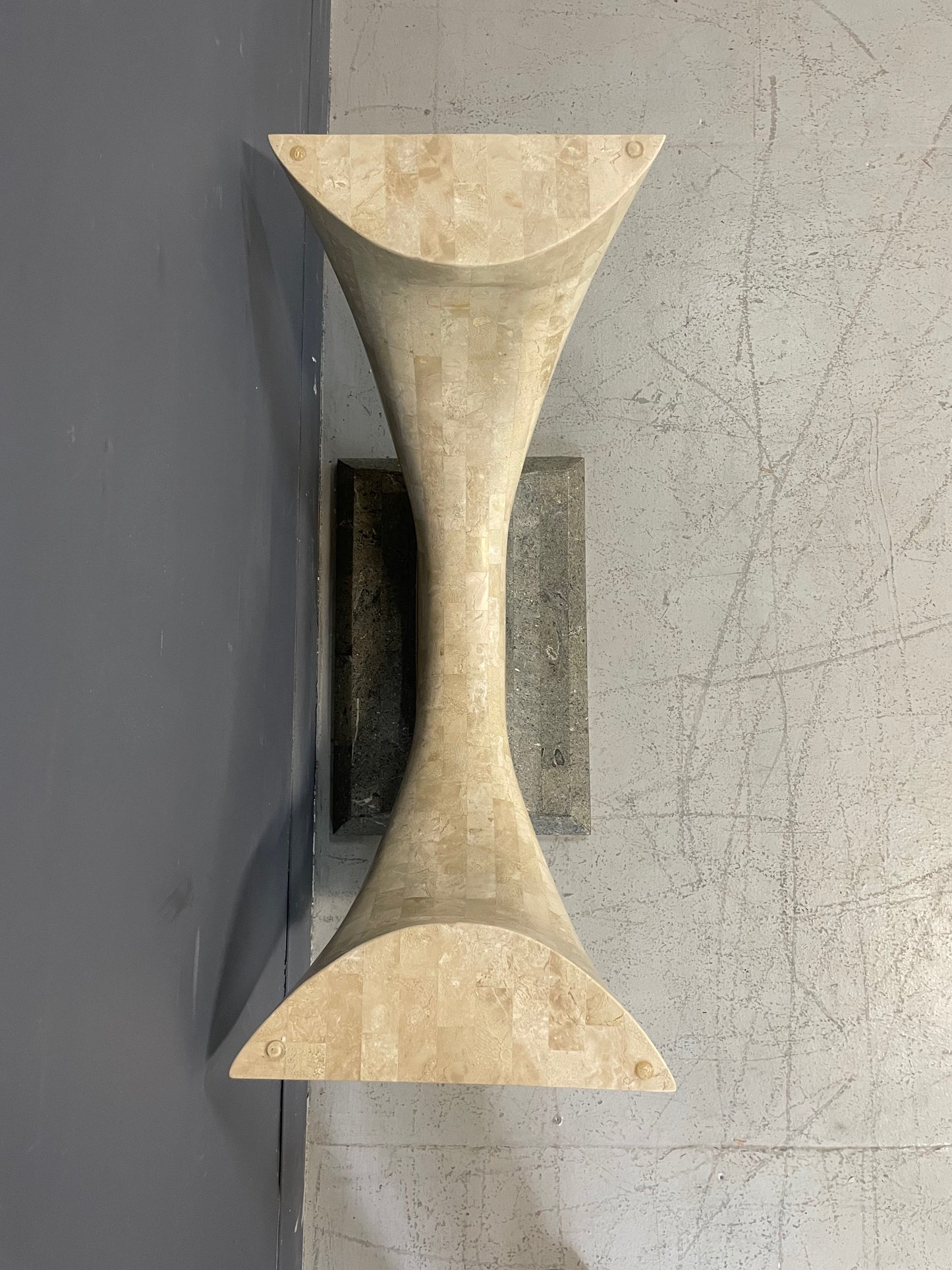 Maitland Smith Tessellated Fossil Stone and Brass Coffee Table Mid Century