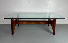 Load image into Gallery viewer, Rosewood and Glass Large Rectangular Mid Century Coffee Table by Torpe of Norway