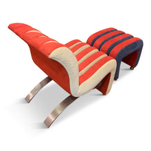 Load image into Gallery viewer, Post-modern Leather Lounge Chair and Ottoman by Renown Designer Robert Tiffany