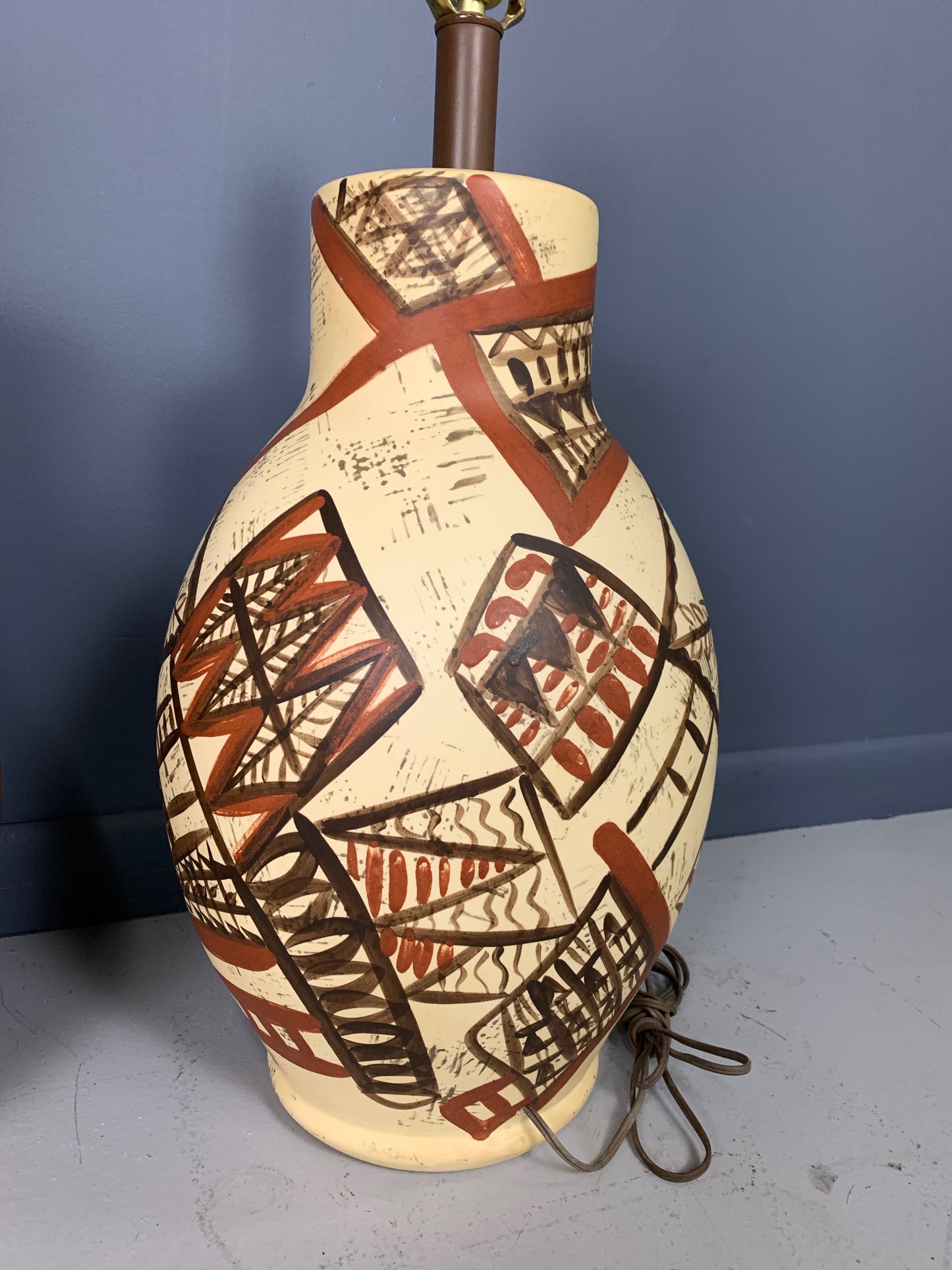 SOLD – Midcentury Ceramic Lamps Hand Painted in the Manner of Picasso