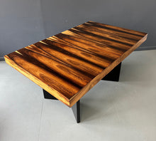 Load image into Gallery viewer, Milo Baughman Style Dining Table in Incredible Marabunda Wood Veneer Mid Century