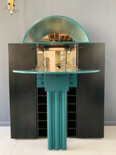 Load image into Gallery viewer, Post Modern Interlübke Teal and Black Bar with Fold-Down Plate, Germany, 1970s