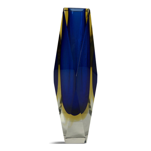 Impressive Murano Sommerso Multicolored Multi Faceted Vase Midcentury