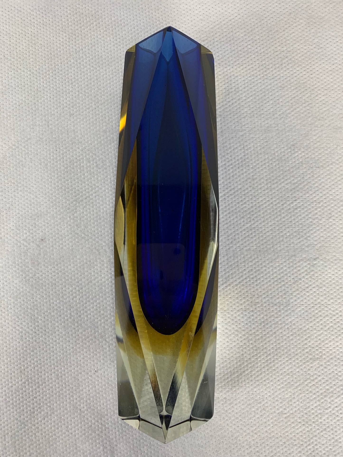 Impressive Murano Sommerso Multicolored Multi Faceted Vase Midcentury