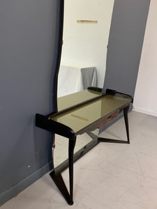 Italian Midcentury Vanity Console Table Cesare Lacca Style with Large Mirror