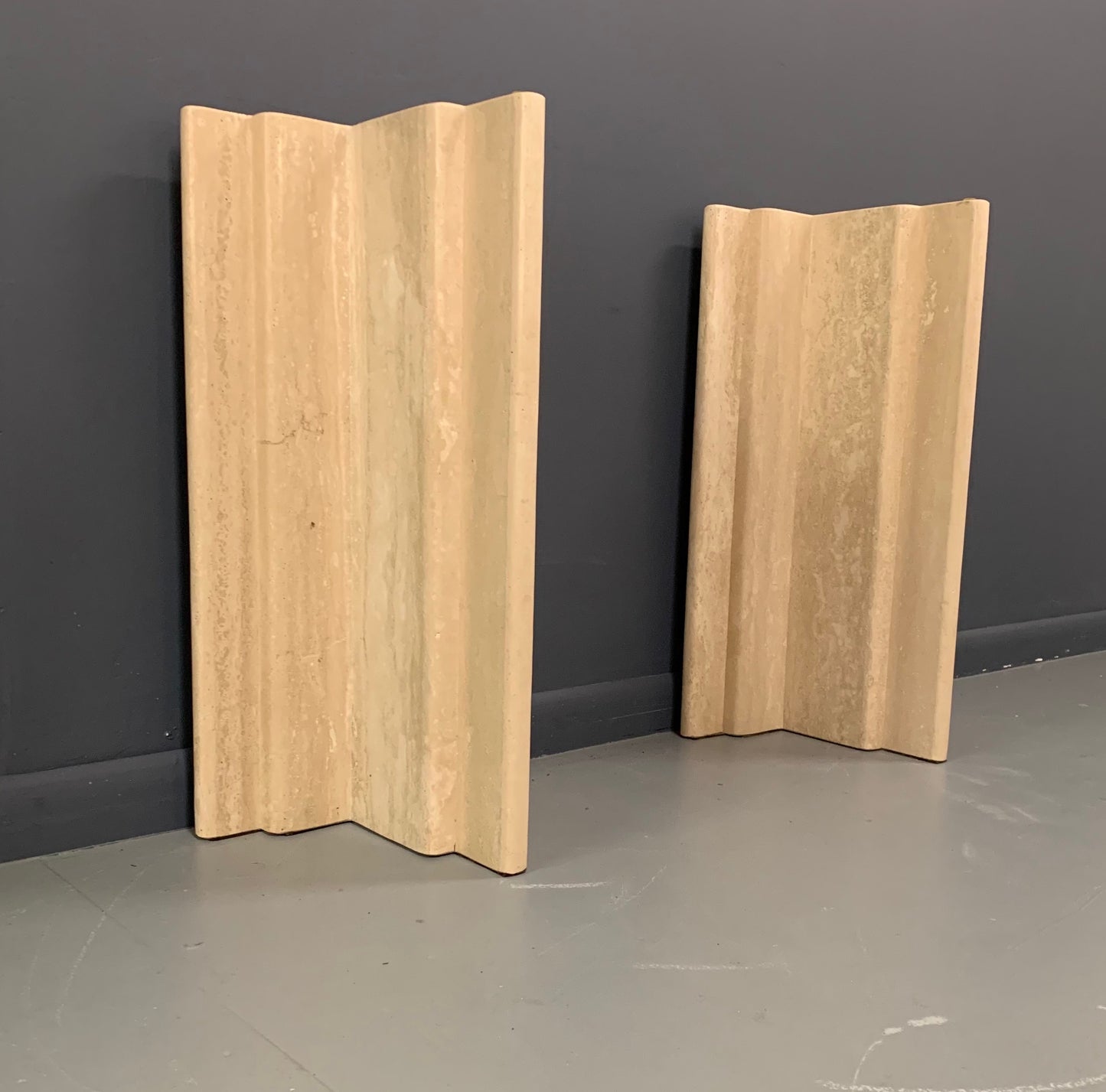 SOLD – Midcentury Italian Travertine and Glass Console Table