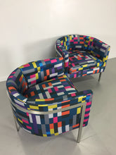 Load image into Gallery viewer, Harvey Probber Style Pair of Club Chairs in Chrome and Knoll Fabric