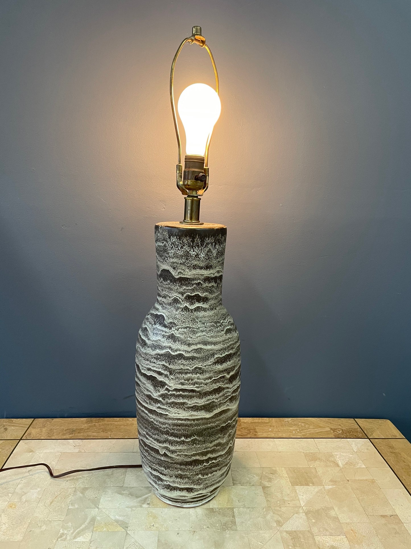 SOLD – Design Technics Geolayered Ceramic Table Lamp, C. 1960
