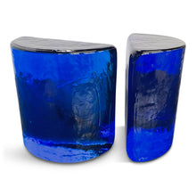 Load image into Gallery viewer, Blenko Cobalt Blue Half Circle Bookends