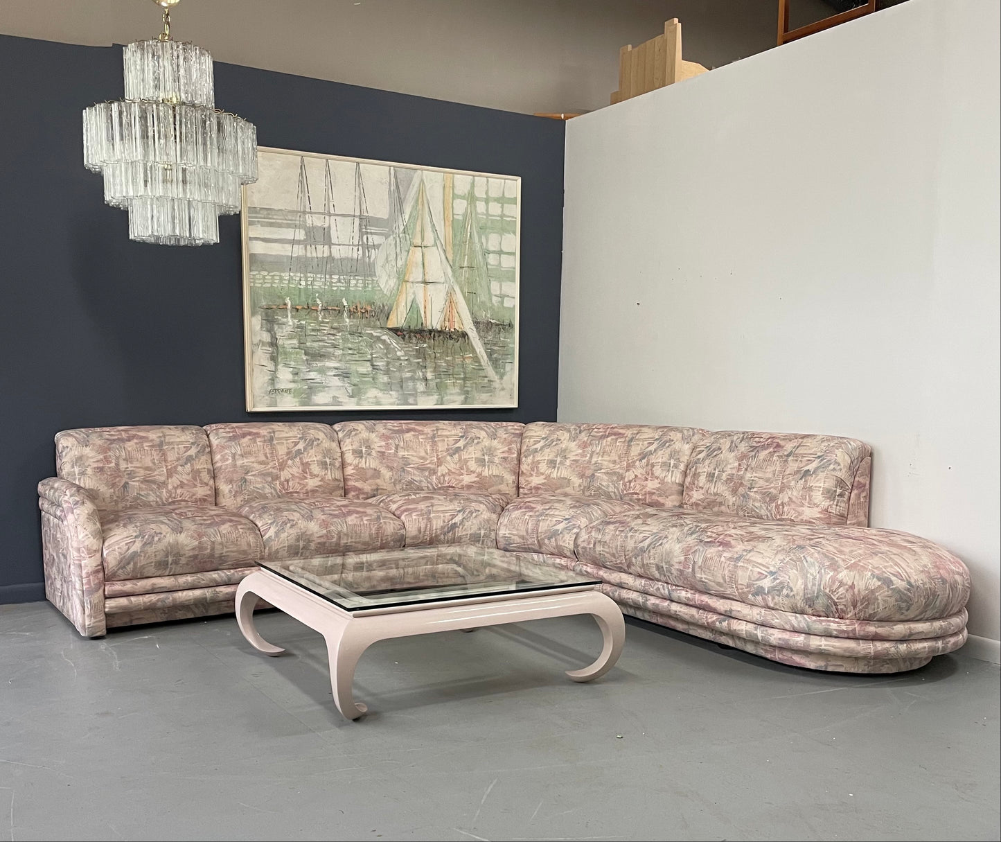 SOLD – Hollywood Regency Lacquered Asian Influenced Coffee Table in Dusty Rose