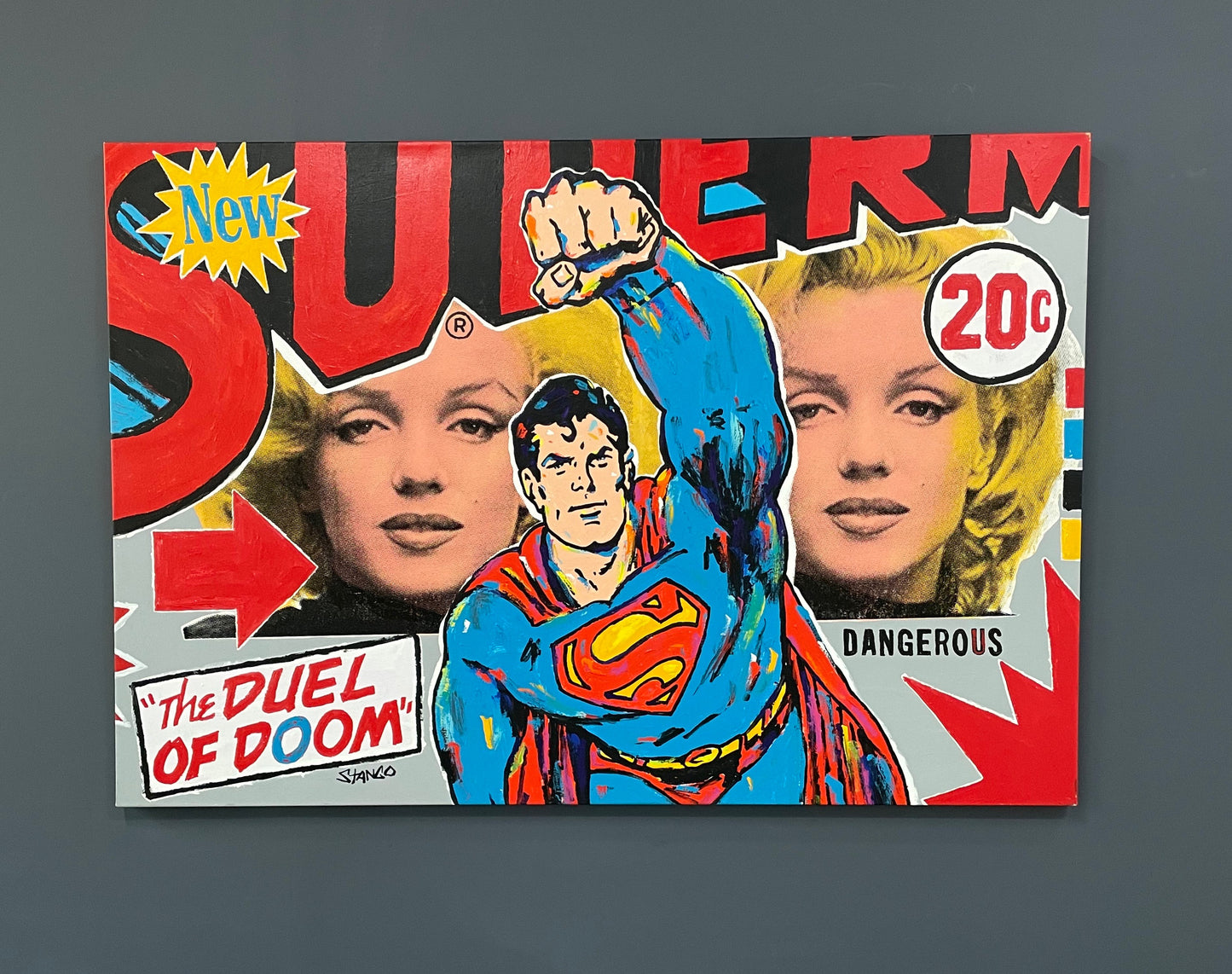 SOLD – John Stango's Pop Art "Duel of Doom" Oil on Canvas