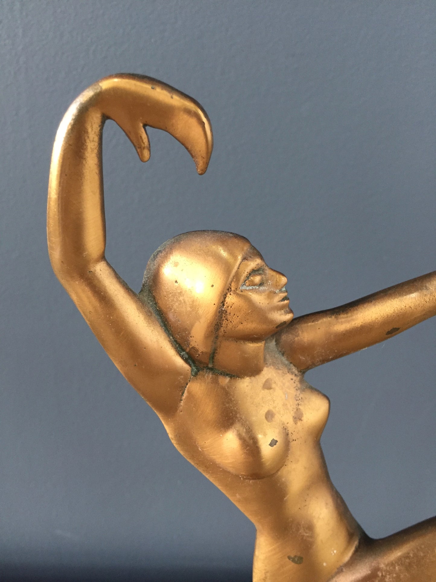 Art Deco Dancer Sculpture in Copper by Henri Lautier Cast by Robert Thew