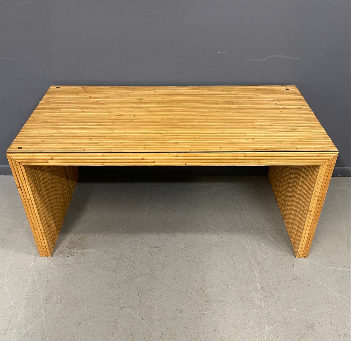 SOLD – Split Reed Desk in the Style of Gabriella Crespi Mid Century