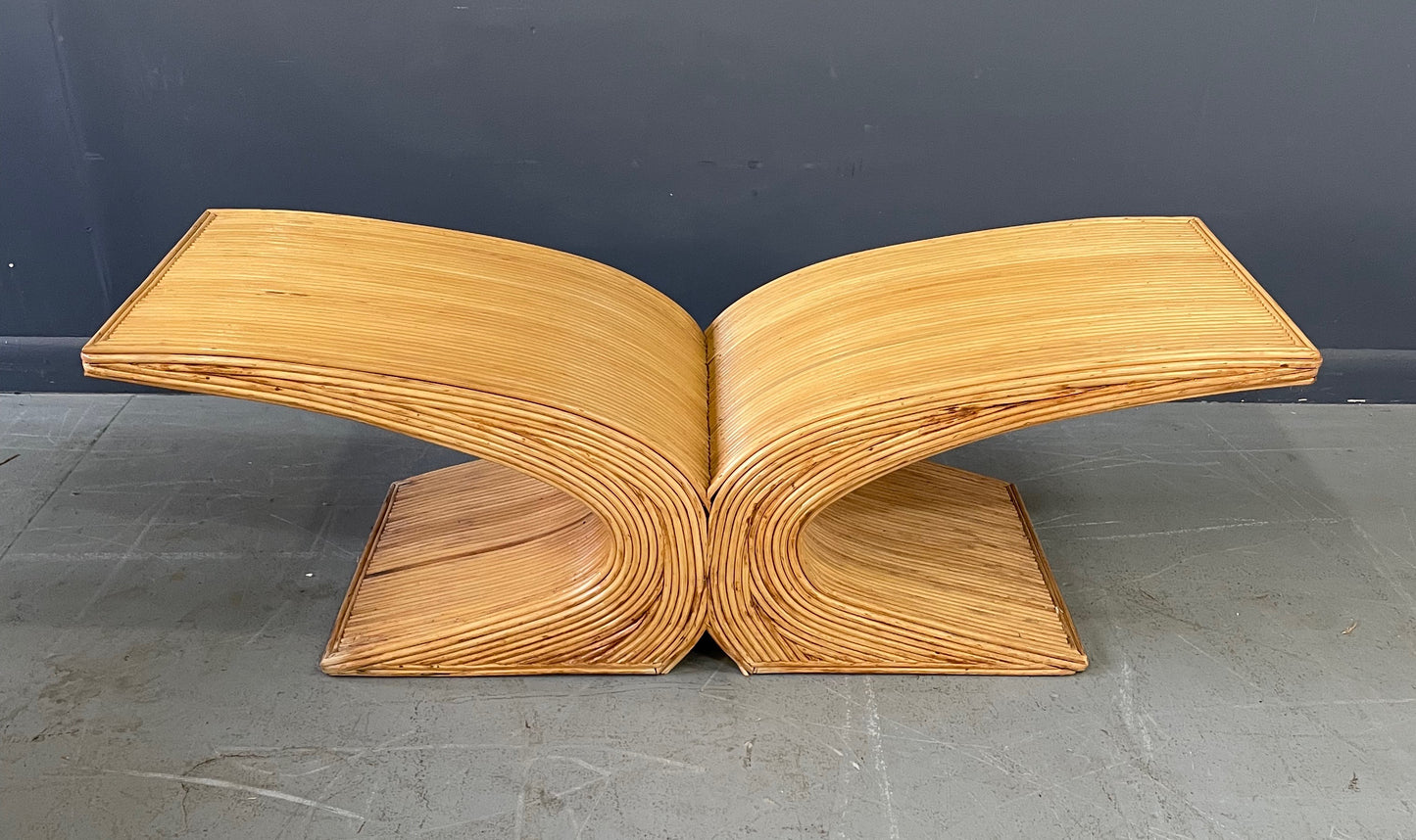 SOLD – Mid-Century Pencil Reed Coffee Table in the Style of Gabriella Crespi
