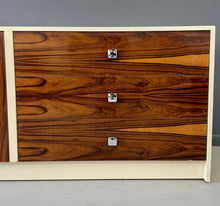 Load image into Gallery viewer, Milo Baughman Style Lacquer and Rosewood Credenza Chrome Accents Mid Century