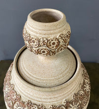 Load image into Gallery viewer, Wishon-Harrell Studio Art Pottery Ceramic Lidded Vase with Appliqué Decoration