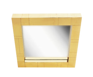 Brass Mid-Century Square Cityscape Mirrors in the Style of Paul Evans