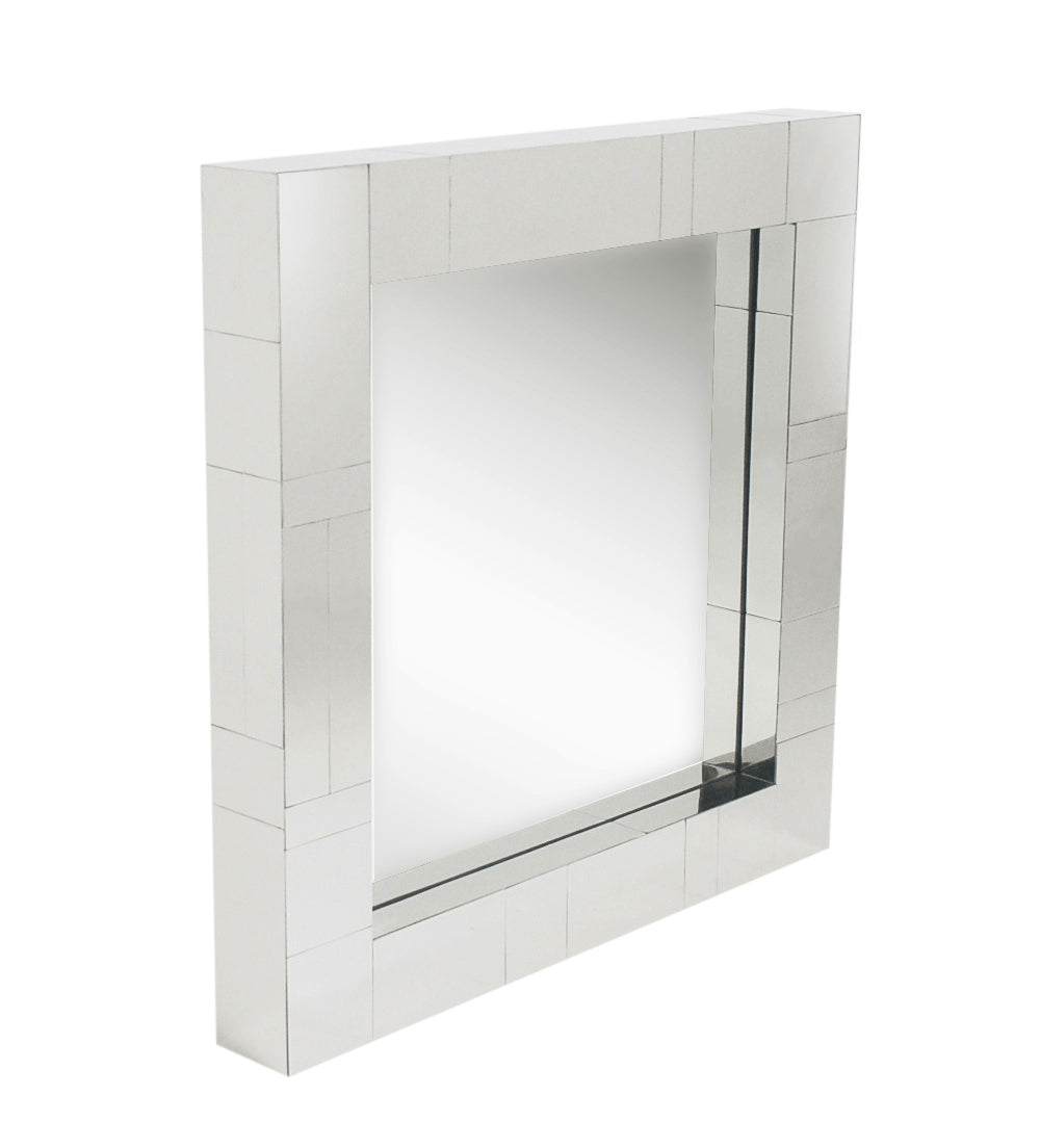 Brass Mid-Century Square Cityscape Mirrors in the Style of Paul Evans
