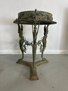 Pair Pompeiian Grand Tour Bronze Gueridon Tables, tripod legs with pawed feet