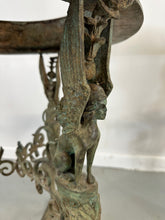Load image into Gallery viewer, Pair Pompeiian Grand Tour Bronze Gueridon Tables, tripod legs with pawed feet