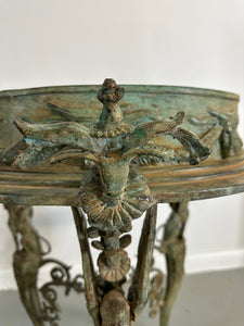 Pair Pompeiian Grand Tour Bronze Gueridon Tables, tripod legs with pawed feet