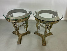 Load image into Gallery viewer, Pair Pompeiian Grand Tour Bronze Gueridon Tables, tripod legs with pawed feet