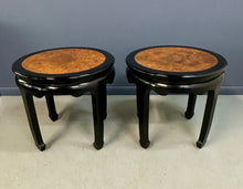 Load image into Gallery viewer, Century Ebonized Pair of Pagoda Side Tables with A Burl Top Chin Hua Collection